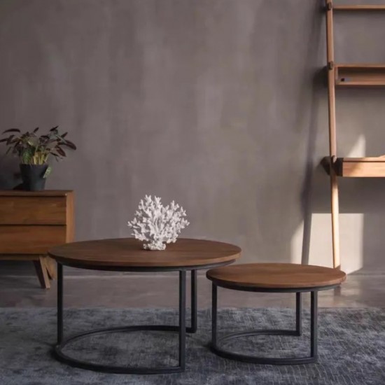 Wooden & Metal Table Set 2 pieces